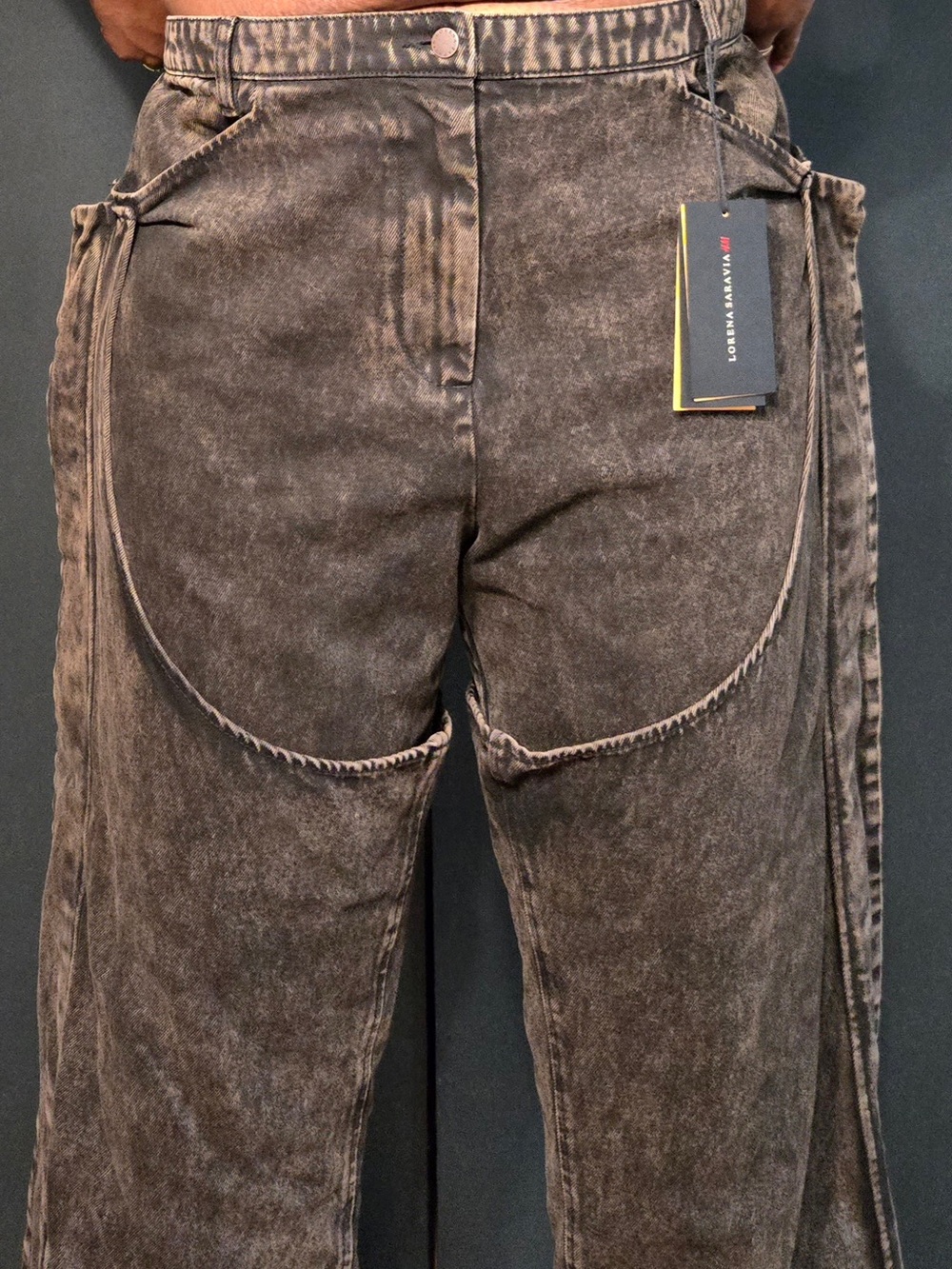 h&m x lorena saravia | chaps-layered pants | jeans | low rise | flared | western